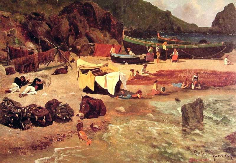 Albert Bierstadt Fishing Boats at Capri